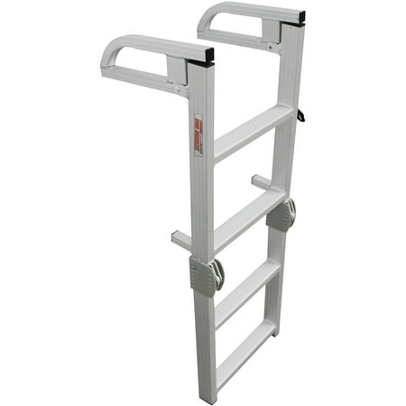 Aluminum 12 Volt Outdoor Step - Extreme Max Aluminum 4-Step Compact Folding Pontoon Boarding Ladder