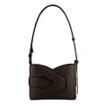 thumbnail image 1 of Bolso de mano para mujer de piel auténtica de alta gama con diseño geométrico, bolso bajo el brazo en piel de vacuno lisa color ébano, viene con caja de regalo y tarjeta., 1 of 3