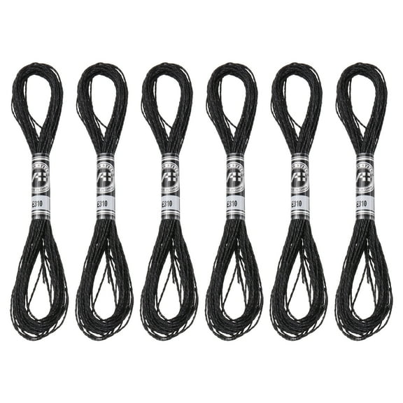 Uxcell 6 Skeins Embroidery Floss, Metallic Embroidery Thread Black
