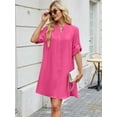 thumbnail image 5 of Deago Women's Short Sleeve V Neck Button Down Shirt Dresses Casual Loose Summer Dress Swimsuit Cover Up (Rose Red, L), 5 of 8