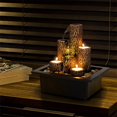 thumbnail image 4 of Small Indoor Relaxation Tabletop Fountain with Waterfall Feature, Zen Meditation Decor with Color LED Light & Natural River Rocks for Home Office, Bedroom, Living Room (Style 4), 4 of 4