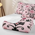 thumbnail image 4 of Homewish Bohemian Damask Floral Quilt King,Pink Flowers Bird King Coverlet Set,3 Pieces, 4 of 7