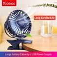 thumbnail image 2 of Yoobao Y-F04 USB Fan Rechargeable Handheld Mini Fan Clip Desktop 4-level Small Fans Electrical Fan Blue 6400mAh, 2 of 7