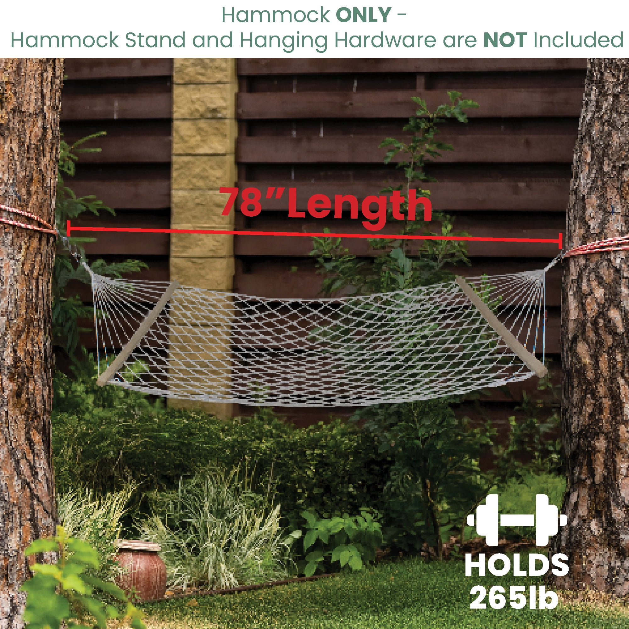 Northlight Lattice Macrame Netted Hammock with Wooden Bars - 78" x 59" - White