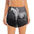 thumbnail image 2 of Cauagu Monochrome Leopard Horse Print Women's 2 in 1 Running Shorts Athletic Workout Gym Yoga Shorts Running Shorts for Women-XX-Large, 2 of 7