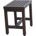 thumbnail image 2 of Compact Rectangular Teak Lattice Pattern Shower or Outdoor Bench in Brown Finish, 2 of 2
