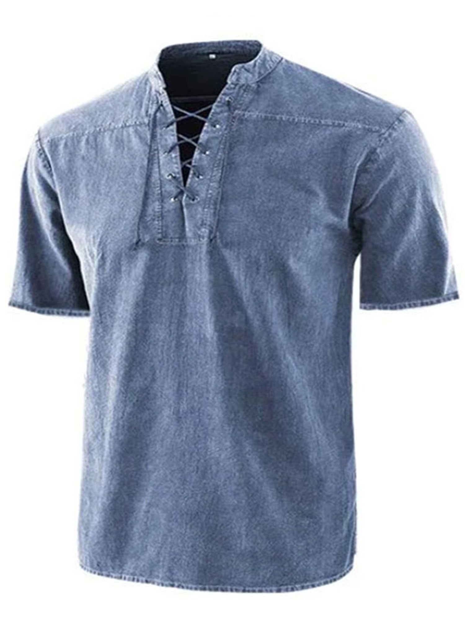 Frontwalk Men Loose Henley Shirt Plain Short Sleeve Shirts Big and Tall