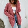 thumbnail image 7 of tklpehg Womens Sweaters Solid Color Loose Knit Sweater Long Sleeve Tops Fashion V-Neck Sweater Casual Fall Winter Warm Sweater Cardigan Sweater Pink S, 7 of 7