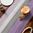 thumbnail image 4 of Country Wood Board Gray Purple Table Runner 70 Inches Long,Kitchen Dining Tablerunners Farmhouse Gradient Plank Linen Table Runners Dresser Scarves for Home Dinner Wedding Holiday Party Decor, 4 of 9