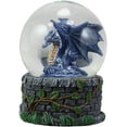 thumbnail image 3 of Ebros Small Fantasy Blue Midnight Dragon Sitting in Repose Glitter Water Globe, 3 of 4