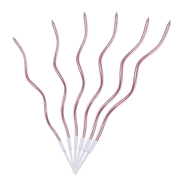 Billuyoard 1 Juego de velas para pasteles con soportes, Kit de decoración de pasteles en retorcido, herramientas para hornear, adornos de favores Kits para hacer velas Oro rosa Billuyoard HA060207-05B