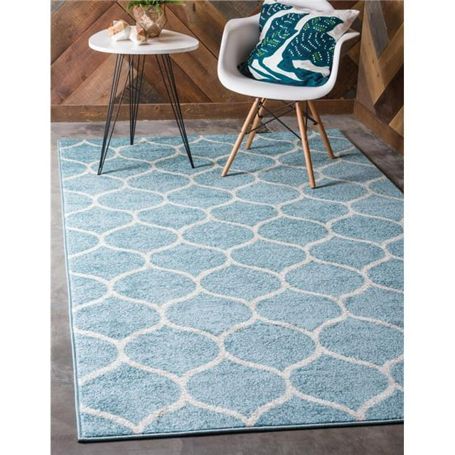 Unique Loom 3146445 6 x 9 ft. Rounded Trellis Frieze Rectangular Rug, Light Blue