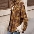 thumbnail image 4 of Plaid Flannel Button Down Shirts for Women Casual Loose Long Sleeve Blouse Womens Shacket Jacket Fall Fashion Tops, 4 of 6