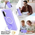 thumbnail image 4 of Magnetic Matte Phone Case with Ring Kickstand for Samsung Galaxy A56 5G (6.7"), Compatible with MagSafe and Magnetic Car Mount/Power Bank, Anti-Scratch, Protective Translucent Back Cover, Lightpurple, 4 of 6