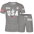 thumbnail image 4 of IWRICH Men's Independence Day 4th of July Outfits USA Flag Patriot Short Sleeve Shirts and Shorts Set 2 Piece Athletic Jogging Tracksuits Grey XXL, 4 of 4