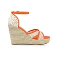 thumbnail image 3 of BLISSFUL STEP Women's Espadrille Wedge Heel Wedge Sandals Orange Flower 9, 3 of 7