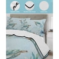 thumbnail image 3 of Full Size Quilt Bedding Set, Coastal Turtle Reversible Summer Quilt 3 Pieces, Nautical Eucalyptus Leaves Coral Seaweed Lightweight Bedspreads Coverlets with 2 Pillow Shams for All Seasons, 3 of 5