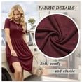 thumbnail image 5 of JuneFish Women's Summer Casual Short Sleeve Dressy Dresses Empire Waist Knee Length Dress with Pockets, 5 of 7