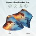 thumbnail image 2 of Yiaed Red And Blue Fire Dragon A Print Reflective Stripe Bucket Hat Unisex Funny Outdoor Fisherman Cap Beach Sun Hat, 2 of 5