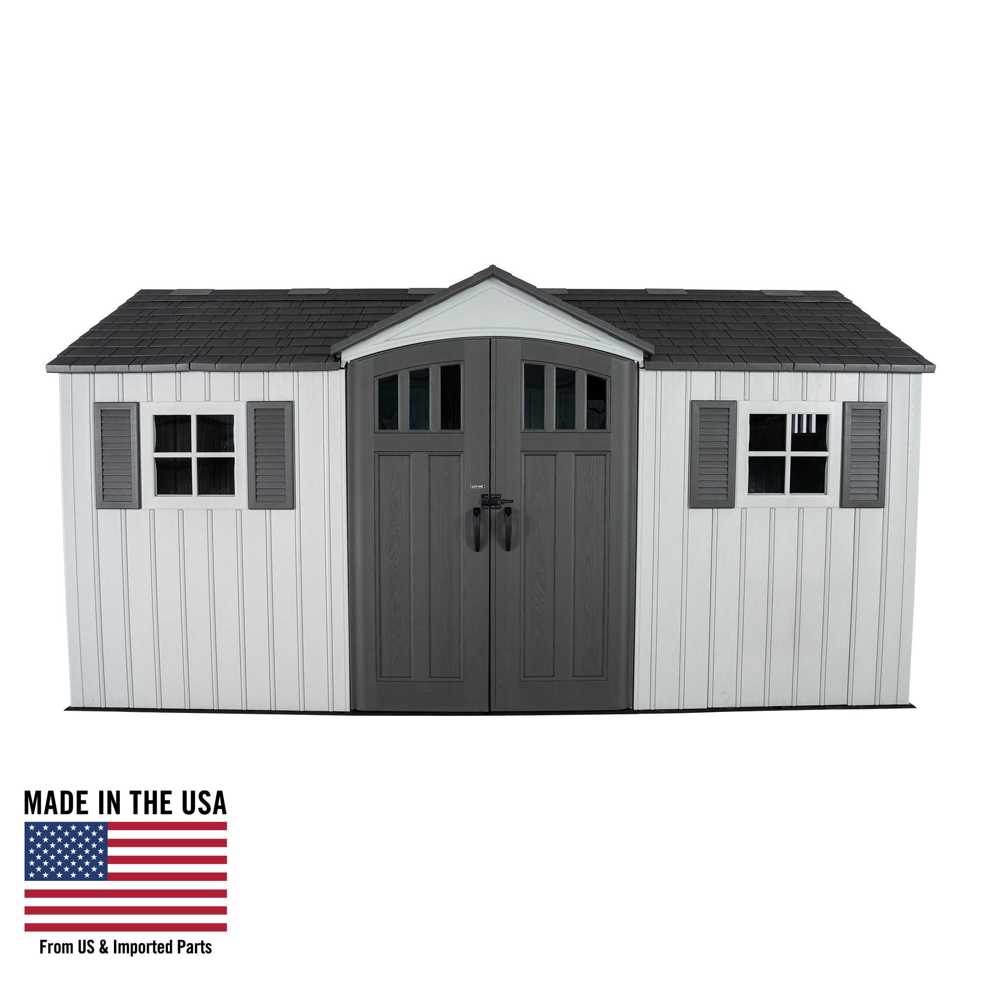 Lifetime Lockable DIY Outdoor Storage Shed, 15' x 8', Light Gray