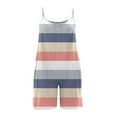 thumbnail image 5 of clear 50% off Usmixi Jumpsuits for Women Dressy Beach Fashion Spaghetti Strap Loose Wide Leg Short Jumpsuits Overalls with Pocket Summer V-Neck Sleeveless Striped Print Mini Formal Rompers White xl, 5 of 5