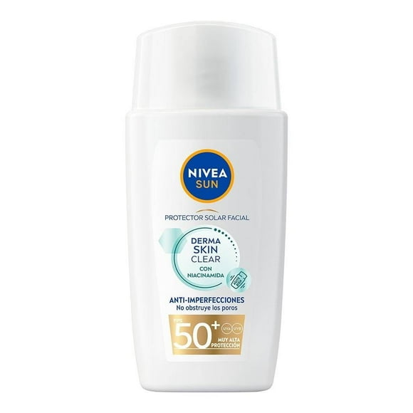 Protector solar facial Nivea Derma skin clear Fluido con niacinamida FPS50 40ml