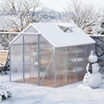 thumbnail image 2 of 6x4 FT Greenhouse Kit for Outdoors – Durable Aluminum Frame, Sliding Lockable Door, Adjustable Roof Vent, Gutter System, Easy Assembly–Original Color, 2 of 9