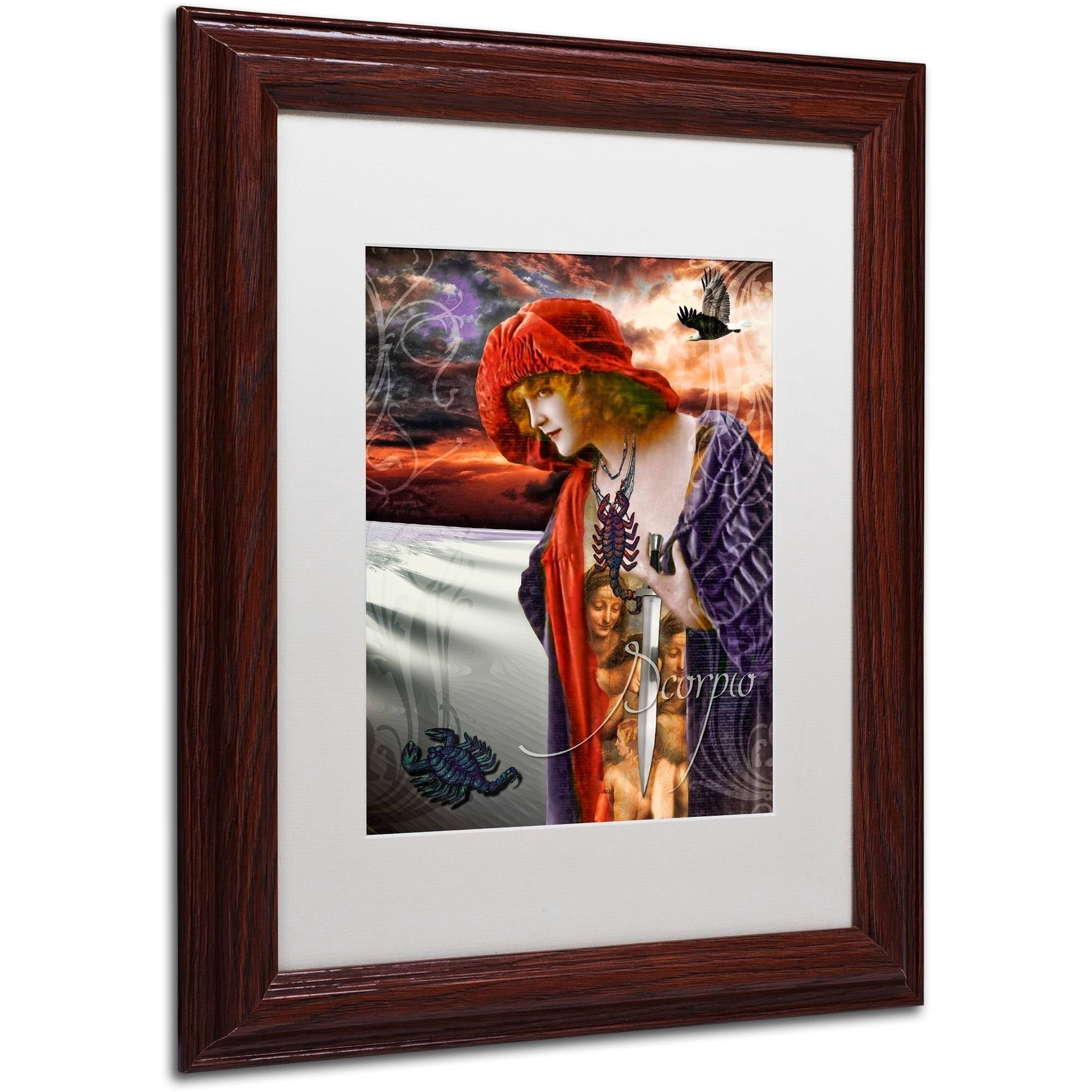 Trademark Fine Art "Art Nouveau Zodiac Scorpio" Canvas Art by Color Bakery White Matte, Wood Frame