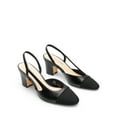 thumbnail image 6 of BURUDANI Women Slingback Low Chunky Heels Pumps Ankle Strap Cap Toe Pumps Shoes BLACK Size 6.5, 6 of 8