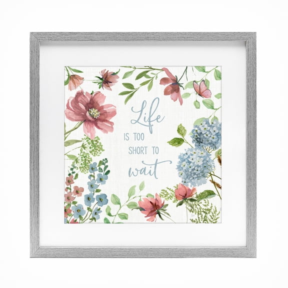 Stupell Industries Too Short To Wait Gray Framed Print Under Glass, design by Nan