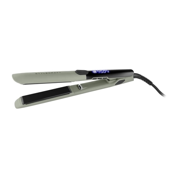 StyleCraft Sage – Professional Smooth Gliding Vibrating 1”-Inch Keratin Sealing Flat Iron with Titanium Plates and LED Display for Silky Smooth Hair