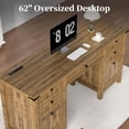 thumbnail image 3 of FIAKOA 62" Executive Desk, Modern Farmhouse Computer Desk with Drawers & Cabinet,Home Office Desk Writing Workspace for Work Study,Brown, 3 of 11