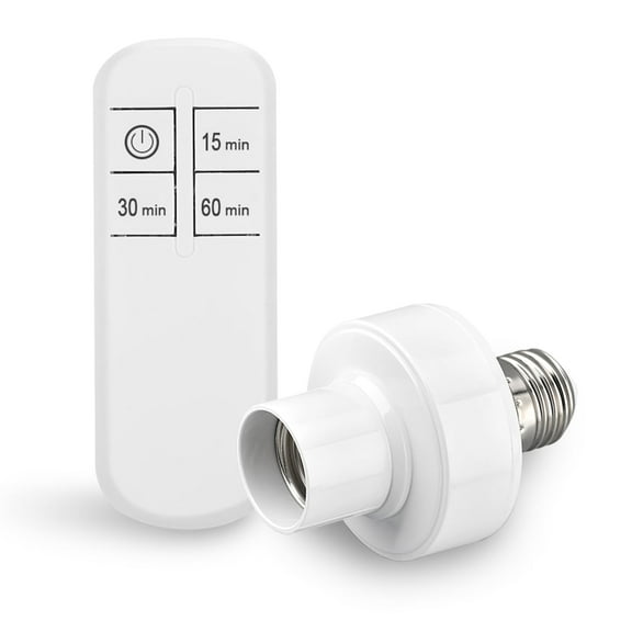 Remote Control Light Lamp Socket, , E27 Screw Wireless Bulb Base Holder, 360° Omnidirectional Switch Control with Timing Control, Wall Mounted Switch Light with 50M Remote Control Distance