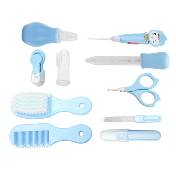10 piezas de herramientas para el cuidado de la salud del bebé, cortaúñas de seguridad para bebés, tijeras, kit de aseo para recién nacidos (azul)