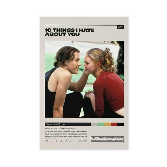 10 Things I Hate About You Movie Poster Art Canvas Poster Wall Art Decor Print Picture Paintings for Living Room Bedroom Decoration