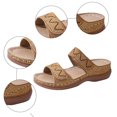 thumbnail image 5 of Rokment Glitter Rhinestones Orthopedic Wedges Slides Sandals for Women with Arch Support Comfortable Sparkly Leather Platform Orthotic Slip on Dressy Beach Shoes Brown Size 7.5, 5 of 8