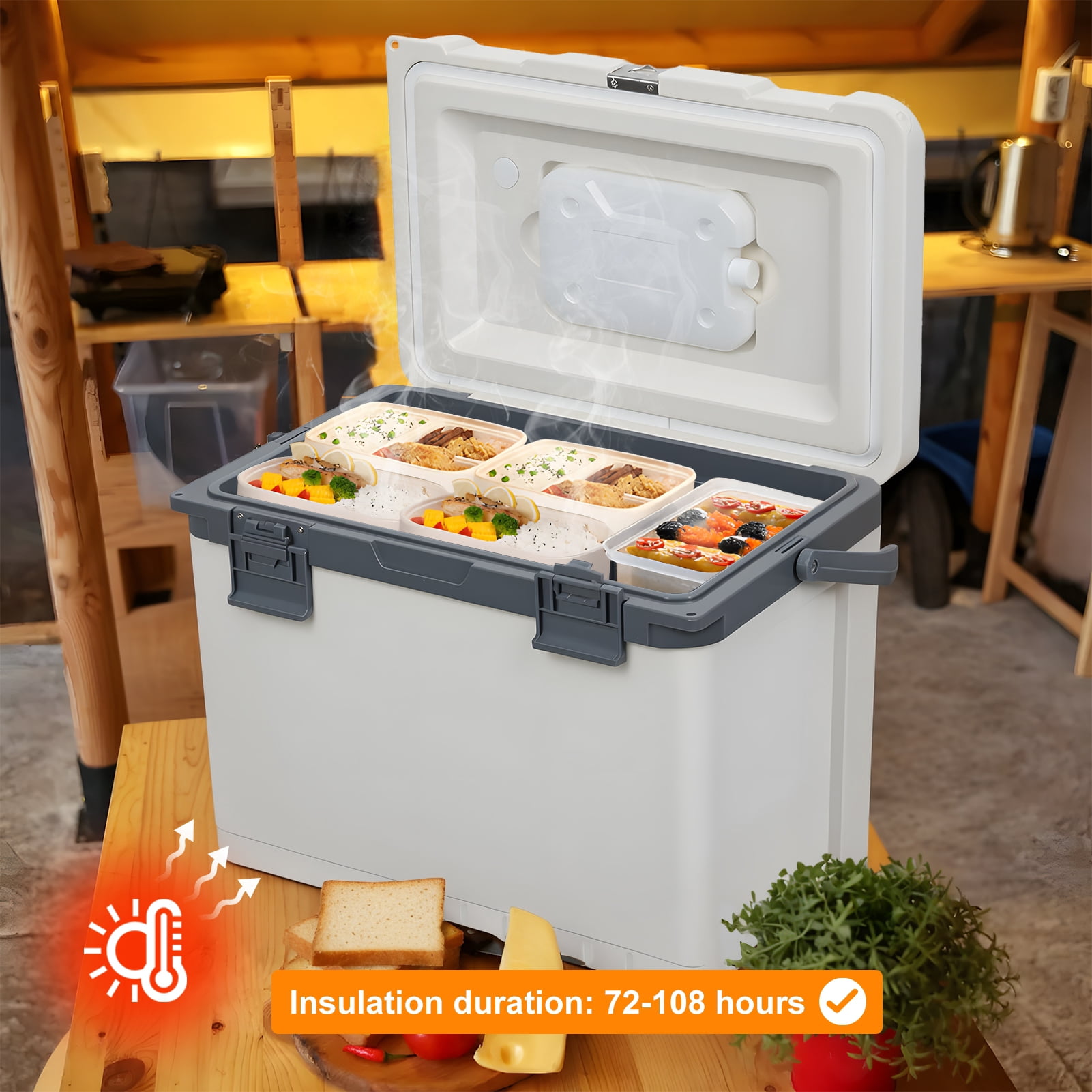 Wharick 30 Quart Hard Ice Cooler Box 19.29×12.2×15.35 Inch 28L Capacity 72–108 Hours Insulation