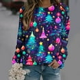 thumbnail image 2 of YUGYXL Deals Christmas Sweatshirts for Women Plus Size Crewneck Long Sleeve Xmas Tree Print Shirts Casual Cute Funny Pullover Tops A Multicolor XL, 2 of 7