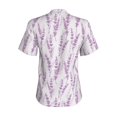 thumbnail image 3 of Uemuo Lavender Flowers Printed Women's Classic V-Neck T-Shirt - Soft, Breathable, Moisture-Wicking, Perfect for Casual, Office, Travel, and Everyday Wear-Medium, 3 of 5