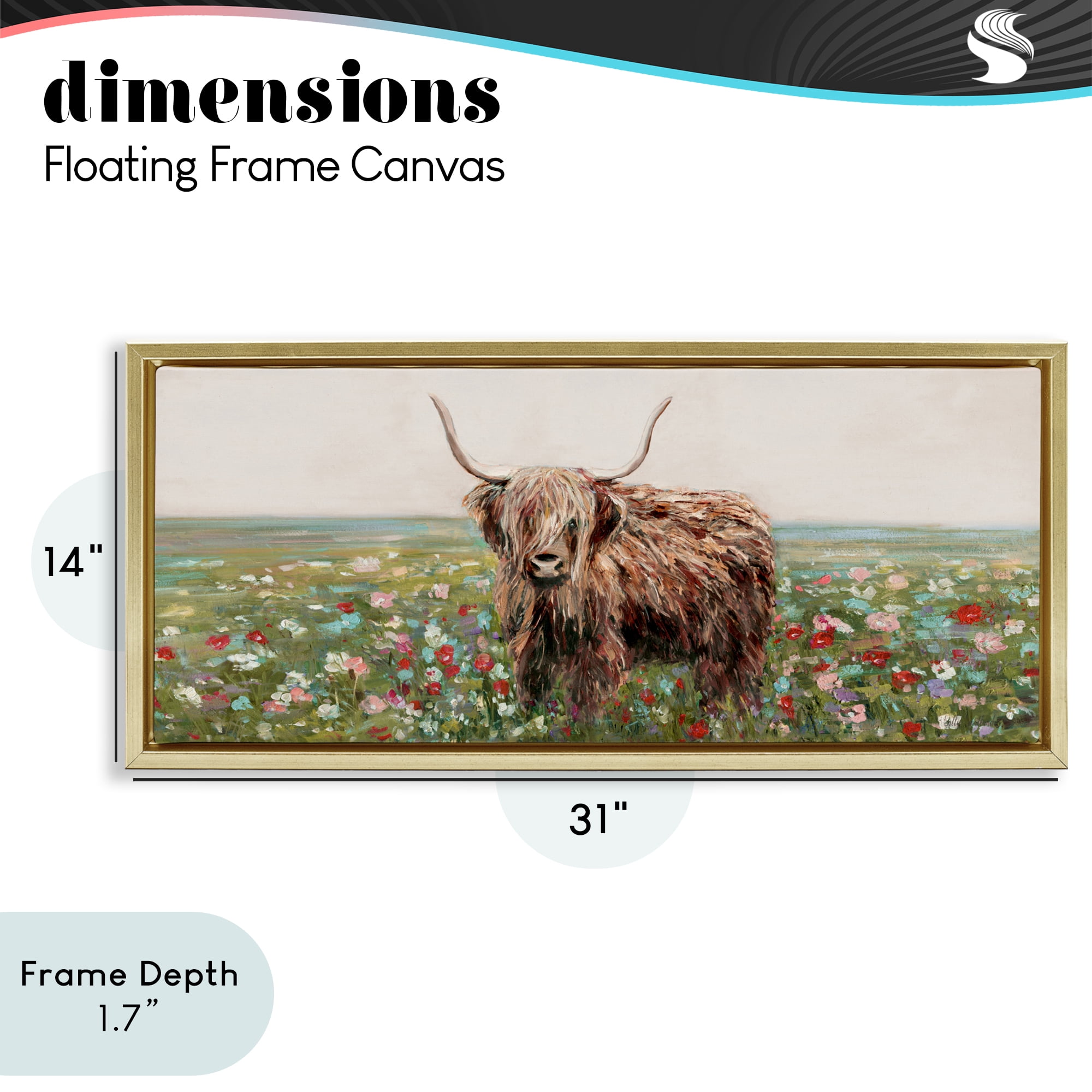 Stupell Industries Grazing In Poppy Field Gold Framed Floater Canvas Wall Art, design by Sally Swatland