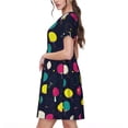 thumbnail image 2 of Fotbe Colorful Ping Pong Rackets Pattern Dress Casual Womens Fashion Short Sleeve Maxi Dress T Shirt Dress Striped Long Color Block Maxi Dress, 2 of 6