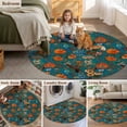 thumbnail image 6 of Orange Green Spring Floral 6ft Round Rugs, Vintage Botanical Summer Flower Washable Non-Slip Area Rugs for Living Room Bedroom Kitchen, Low Pile Dining Room Kicthen Circle Carpet, Indoor Floor Rug, 6 of 9
