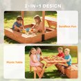 thumbnail image 4 of Qaba Wooden Kids Sandbox with Canopy, Foldable Picnic Table, Bench Seats, 4 of 10