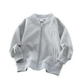 thumbnail image 2 of Girls Boys Classic Plain Zipper Top Jacket Warm Coat Long Sleeve PE School Sweatshirt Casual Fashion Children Unisex Gray 2-3 Years, 2 of 7