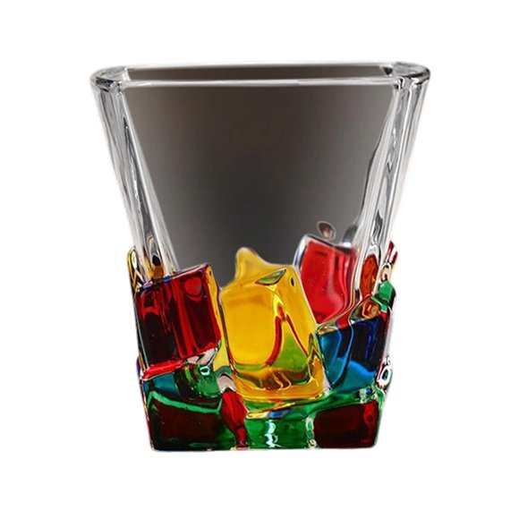 Handmade Crystal Glass Cup Drinking Glass for Water Juice Wine Elegant Color Block Design Desktop Liquid Storage Glassware