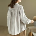 thumbnail image 4 of Womens Blouses Long Sleeve Shirt Women Casual Fashion Solid Color Button T-Shirt Long Sleeves One Shoulder Top Blouse Tops White-1 XL, 4 of 9