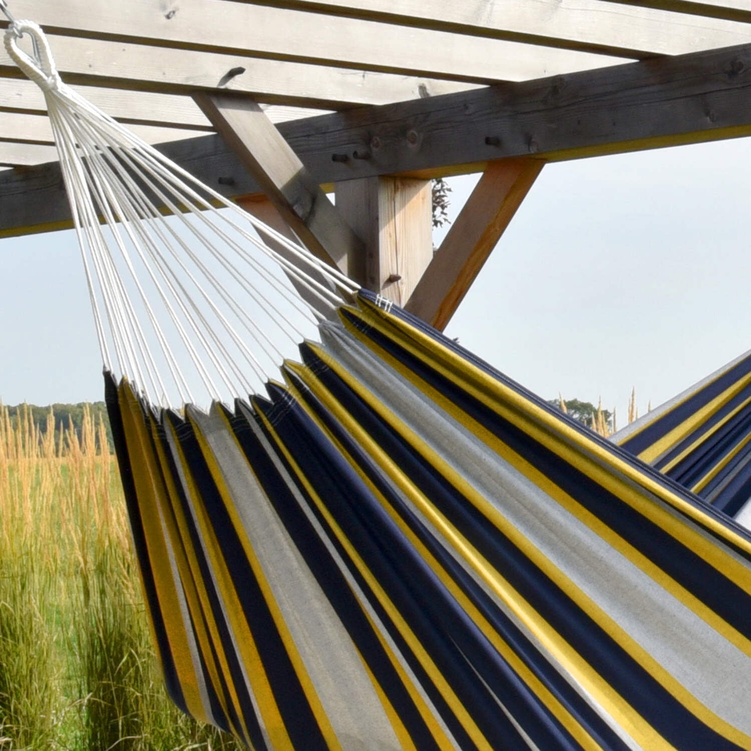 Vivere Brazilian Style Double Cotton Hammock, Outdoor Hanging Daybed, Serenity