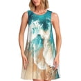 thumbnail image 1 of Xecao Robe d'Été Vague Océan pour Femmes Robe Décontractée de Plage Sans Manches avec Poches, 1 of 7