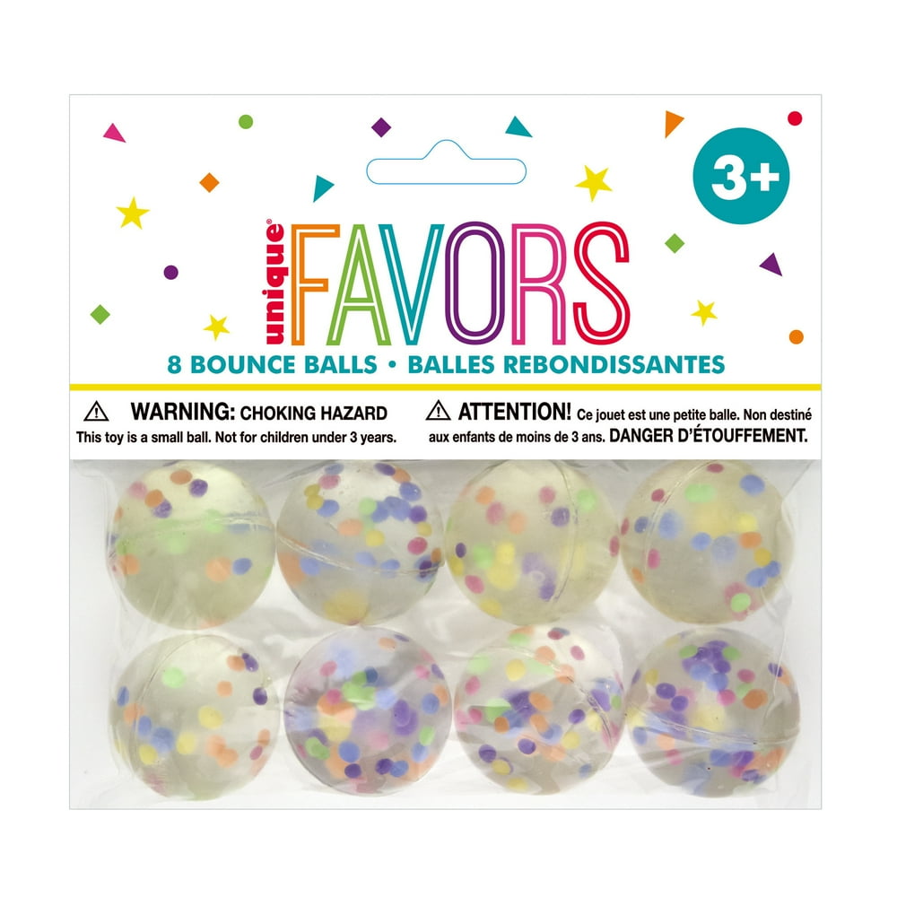 Confetti Filled Bouncy Ball Party Favors, 8ct