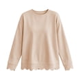 thumbnail image 6 of Women's Long Sleeve Tops Zeliretfy Womens Oversized Crewneck Sweatshirts Scalloped Casual Pullover Tops Long Sleeve Relaxed Loose Fit Lightweight Loungewear Athletic Daily Trendy Fall Outfits, 6 of 8